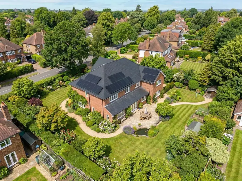 Large english home in Ascot with solar panels on the roof