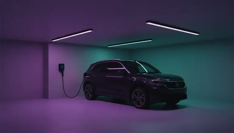 Electric car charging in a garage in Pirbright