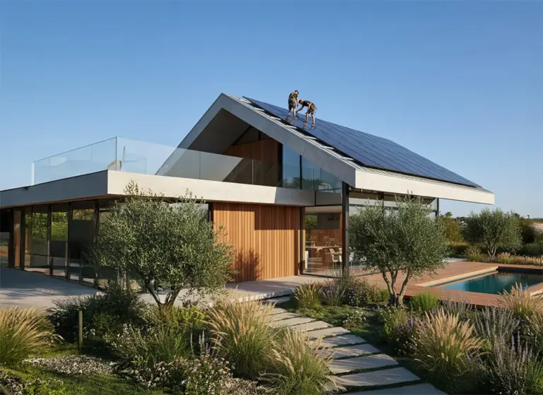 Solar Panels on a modern roof in Ascot